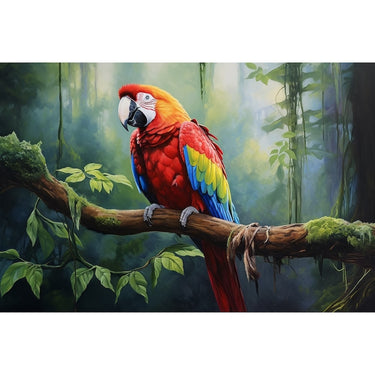 Macaw on Branch Canvas